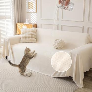 Imagem de KaviKon Capa de sofá para 2 almofadas, impermeável, antiderrapante, para cães, laváveis, gatos, arranhões, capas de assento de amor, em forma de L, macias para animais de estimação (180 cm x 259 cm