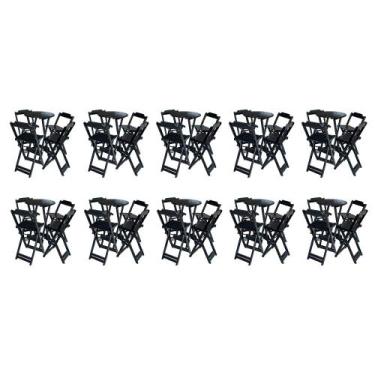 Imagem de Kit 10 Jogos de Mesa Bistrô de Madeira com 4 Cadeiras Dobravel Ideal p