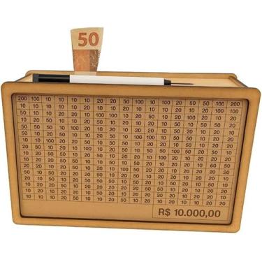 Imagem de Cofre MDF Desafio 10 Mil Reais - Caixa Econômica Com Método Japonês - Foco em Metas Financeiras