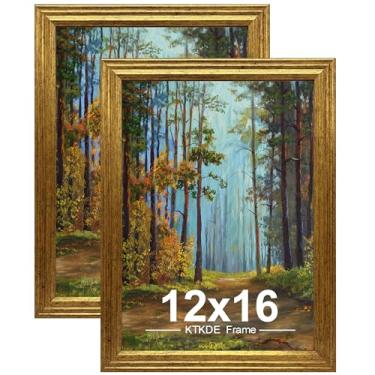 Imagem de KTKDE Conjunto de 2 porta-retratos de 30,5 x 40,6 cm, molduras ornamentadas vintage douradas - 30,5 x 40,6 cm, moldura de foto antiga para decoração de parede rústica dourada, decoração de casa retrô