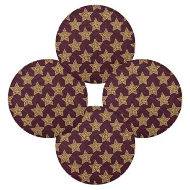 Imagem de Wassud Jogo americano conjunto de 4 tapetes de mesa redondos com estrelas de leopardo para cozinha e jantar, lavável, resistente ao calor, decoração de mesa 39 cm