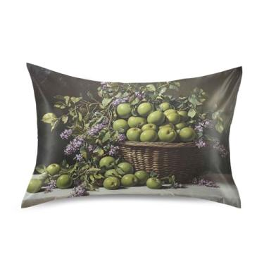 Imagem de Wassud Fronha de cetim verde ameixas e flores para cabelo e pele fronhas de seda lisa king size fronhas respiráveis com fecho de envelope