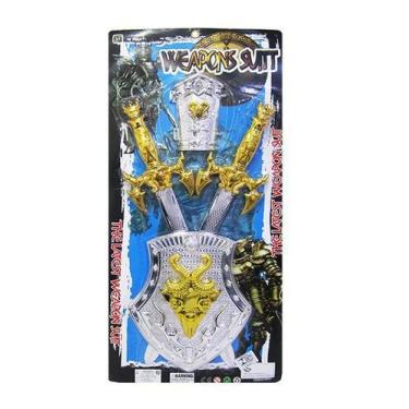 Imagem de Kit Brinquedo Medieval com  2 Espadas + Bracelete e Escudo Weapons Sui