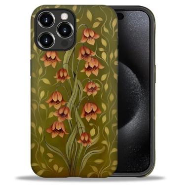 Imagem de ANLUN STORE Capa para iPhone 16 Pro Max, proteção dupla híbrida TPU macio + PC rígido à prova de choque, capa protetora antiarranhões e fina para homens e mulheres - design de flor verde-limão e