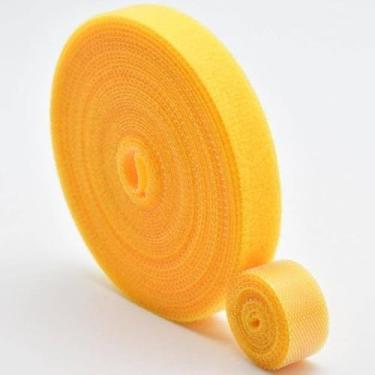 Imagem de Rolo de 5 metros x 15mm Abraçadeira fita Organizador Cabos Fios Dupla Face Enrolar (Amarelo,3 Rolos)