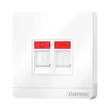 Imagem de Placa De Rede RJ11 RJ45 De 1, 2 E 4 Portas AMPCOM Para Montagem Em Par
