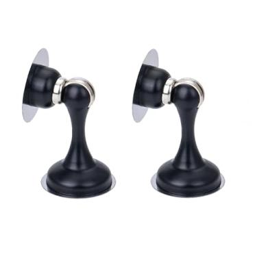 Imagem de Bqoeesok Pacote com 2 batentes magnéticos, batente de porta de aço inoxidável resistente para montagem na parede e no chão, fita ou parafusos 3M sem perfuração, ímã forte mantém a porta aberta, design