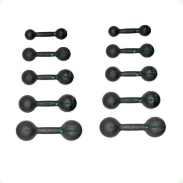 Imagem de Kit Halteres de Ferro Fundido Pintado - Pares de 1 a 5 Kg - BOX INGÁ
