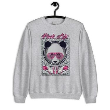 Imagem de Moletom Blusão Unissex Urso Panda Pink Life - Minore, Cinza, M