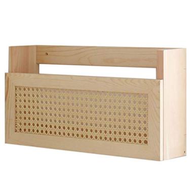 Imagem de Prateleiras flutuantes Prateleiras de jardim de vila, prateleira flutuante de madeira maciça de vime, decoração de parede de quarto, suporte de armazenamento de revistas, fácil de montar (cor: natural