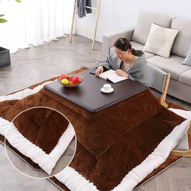 Imagem de Mesa De Aquecimento Kotatsu Estilo Japonês Quilt Table And Room Low Table Mesa Quente Estilo Japonês 4pcs Kotatsu Table Heater Blanket Quilts, Brown-a, 120 * 80 * 45cm