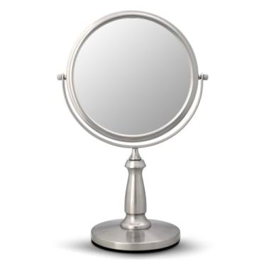 Imagem de URGDWEKJY Espelho de maquiagem espelho cosmético de mesa espelho de aumento de metal dupla face espelho de beleza espelho de aço inoxidável espelho de vaidade de mesa espelho de vaidade