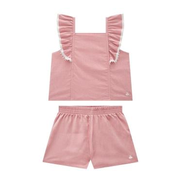 Imagem de Conjunto Infantil Menina Bata e Short em Linho Somnii-Feminino