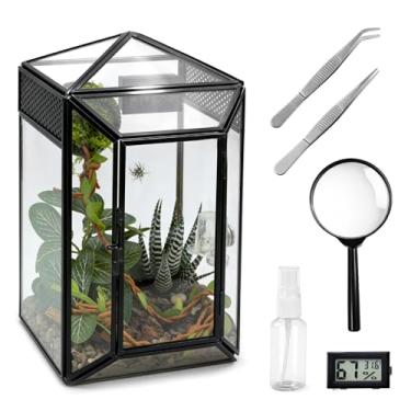 Imagem de Clioran Kit de gabinete de aranha saltadora de vidro – Terrário de insetos à prova de escape e habitat de exibição de mesa para aranhas saltadoras, louva-a-deus e tarântulas arbóreas, protetor