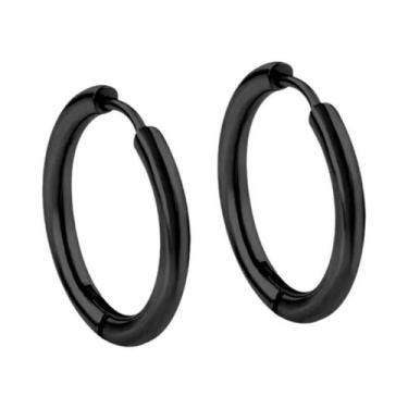Imagem de Brincos De Argola Em Aço Inoxidável Preto Para Homens E Mulheres, Joia