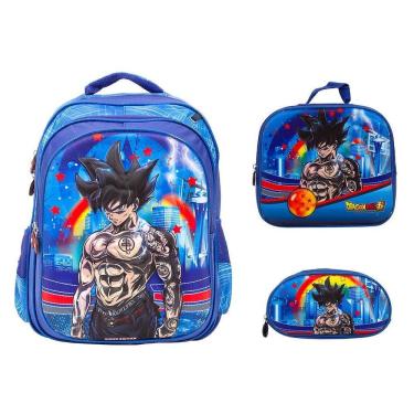 Imagem de Kit Mochila Infantil Menino Dragon Ball 3D Com Lancheira
