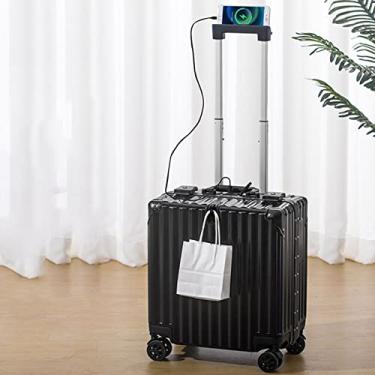 Imagem de Mala multifuncional, pequena para embarque leve de 45,7 cm com rodas de estrutura de alumínio, cofre, adequada para passeios de negócios (preto)