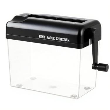 Imagem de Triturador manual mini triturador portátil para folhas A6, triturador de papel de manivela para escritório, escola, casa, faturas, pequenas notas, letras dobradas, retrato A4