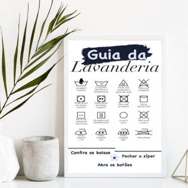 Imagem de Quadro Decorativo Lavanderia 24x18cm - Vidro e Moldura Preta