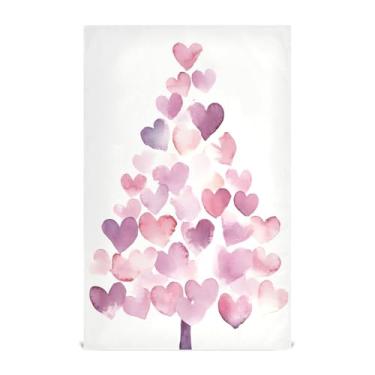 Imagem de xigua Conjunto de 1 panos de prato de cozinha de árvore de corações de Natal, macios e altamente absorventes de secagem rápida para limpeza de pratos e limpeza à mão, 71 x 45 cm