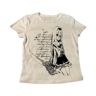 Imagem de Camiseta Feminina Y2K Harajuku Com Estampa Gótica De Anime, Casual, Ma