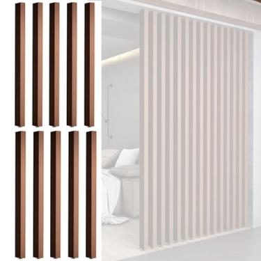 Imagem de Divisórias de sala de ripas de madeira ajustáveis - pacote com 10, divisórias decorativas do chão ao teto para casa, escritório, hotel, restaurante - 120 cm de altura (120 cm) - soluções de