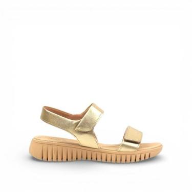 Imagem de Sandália Flat Couro Conforto - USAFLEX, Ouro light, 36