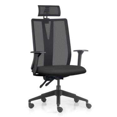 Imagem de Cadeira Escritório Giratória Presidente Flow F02 Base Preta Crepe Preto - Lyam Decor