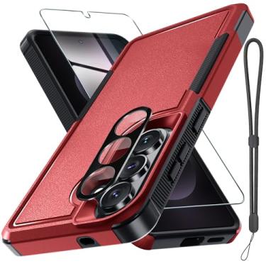 Imagem de RMOCR Capa para celular Samsung Galaxy A57 5G com protetor de tela + capa de lente de câmera, capa de telefone resistente à prova de choque de grau militar com alça de cordão de pulso para Sam A57