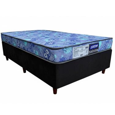 Imagem de Cama Box Preto + Colchão D20 GAZIN SONOLAR SUPREME 88x188x51cm 100% ESPUMA INMETRO