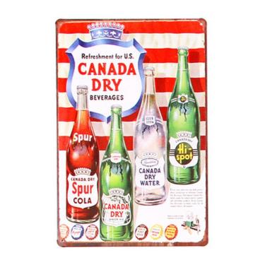 Imagem de Decoração de parede com letreiro de estanho Vintage Canada Dry Beverages 20x30cm