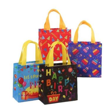 Imagem de Conjunto de sacolas de presente para festa de aniversário laminado em 