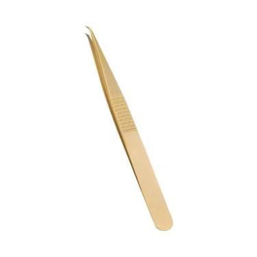 Imagem de Pinça Para Cílios Com Pontas De Fibra Dourada GEMERRY Profissional De 