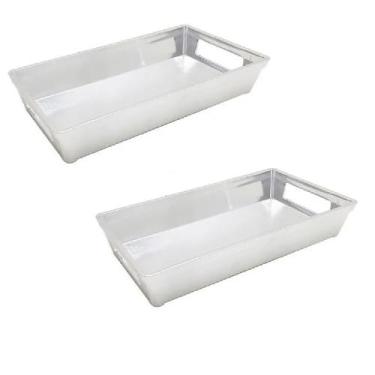 Imagem de Bandeja Mesa Cama Cozinha Festa Decoração Plástico Prata - Inter