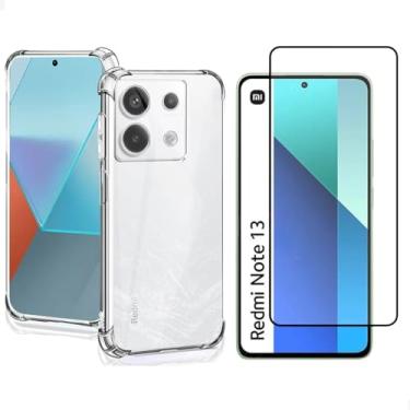 Imagem de Kit Capa Capinha Transparente e Película De Vidro 3D Para Xiaomi Redmi Note 13 4G