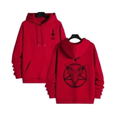 Imagem de Moletom Masculino Com Símbolo Gótico 666, Estampa Demoníaca, Estilo St