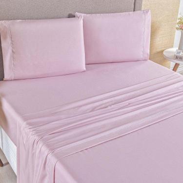 Imagem de Jogo De Cama Top Line Casal Queen 4 Peças 180 Fios 100% Poliéster - Rosê