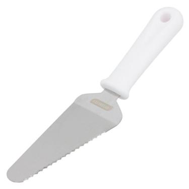 Imagem de Espátula Profissional Inox Com Serra Para Bolo 27x6cm Cabo Branco