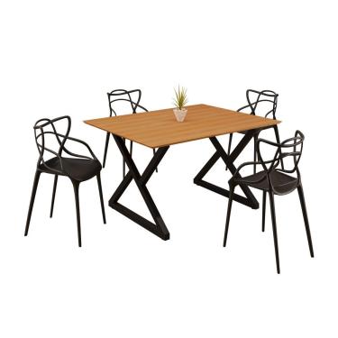 Imagem de Sala De Jantar Mesa 120x90 4 Cadeiras Allegra Estilo Moderno