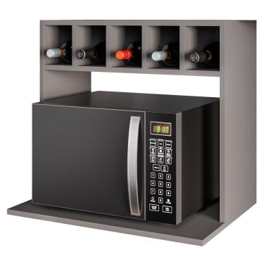 Imagem de Suporte Microondas Nicho Garrafeiro Lisa Bp 60 Cm Eratto Moveis - Grafite