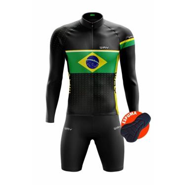 Imagem de Conjunto de Bike Masculino Camisa Manga Longa e Bermuda Acolchoada Profissional Respirável Mtb Speed-Masculino