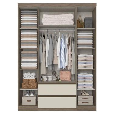 Imagem de Guarda Roupa Solteiro Nobre Slim Glass 4 Portas Rustic Off White Acetinado E Cabeceira Formosa Glass Rustic - Thb