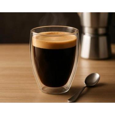 Imagem de Conjunto 2 Copos Vidro Parede Dupla 350Ml Compacto Prático Resistente 