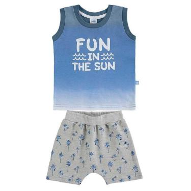 Imagem de Conjunto Bebê Menino Regata E Bermuda Moletinho Saruel Marlan-Masculino