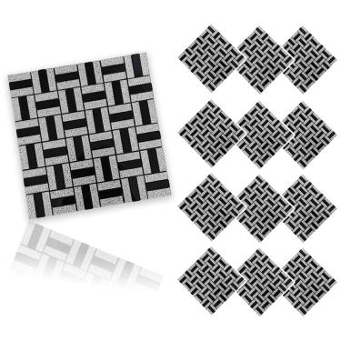 Imagem de Pastilha De Vidro Kit 12 Uni Adesiva Parede Cozinha Box Sala Decorativa Moderna Requintado Reforma Aplicacao Facil