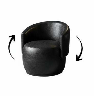 Imagem de Poltrona Giratória Decorativa Sala Estar Orgânica Beatriz Corino Preto - Montanaris Decor