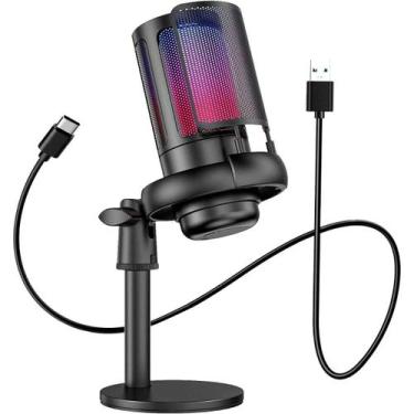 Imagem de Microfone Gamer RGB Condensador USB Com Monitoramento De Fone Profissi
