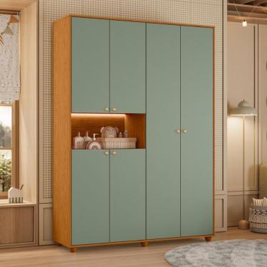 Imagem de Armário De Quarto 6 Portas Multiuso Com Prateleira Cinamomo