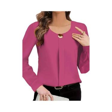 Imagem de Blusa Feminina Elegante De Manga Longa Solta, Camisa Casual Da Moda, T