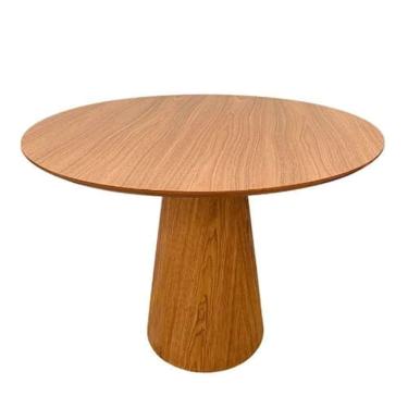 Imagem de Mesa De Jantar Cone Redonda 120 Cm Base Madeira Freijó Tampo Freijó - Blush